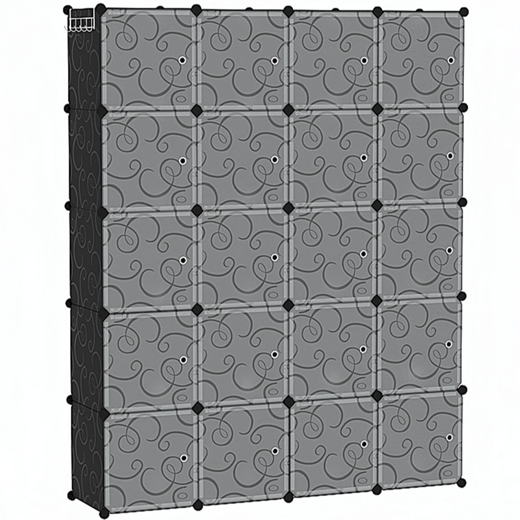 C&AHOME Cube Storage Shelving, 20-Cube Organizer with Doors, Black SHS3020B-DOOR