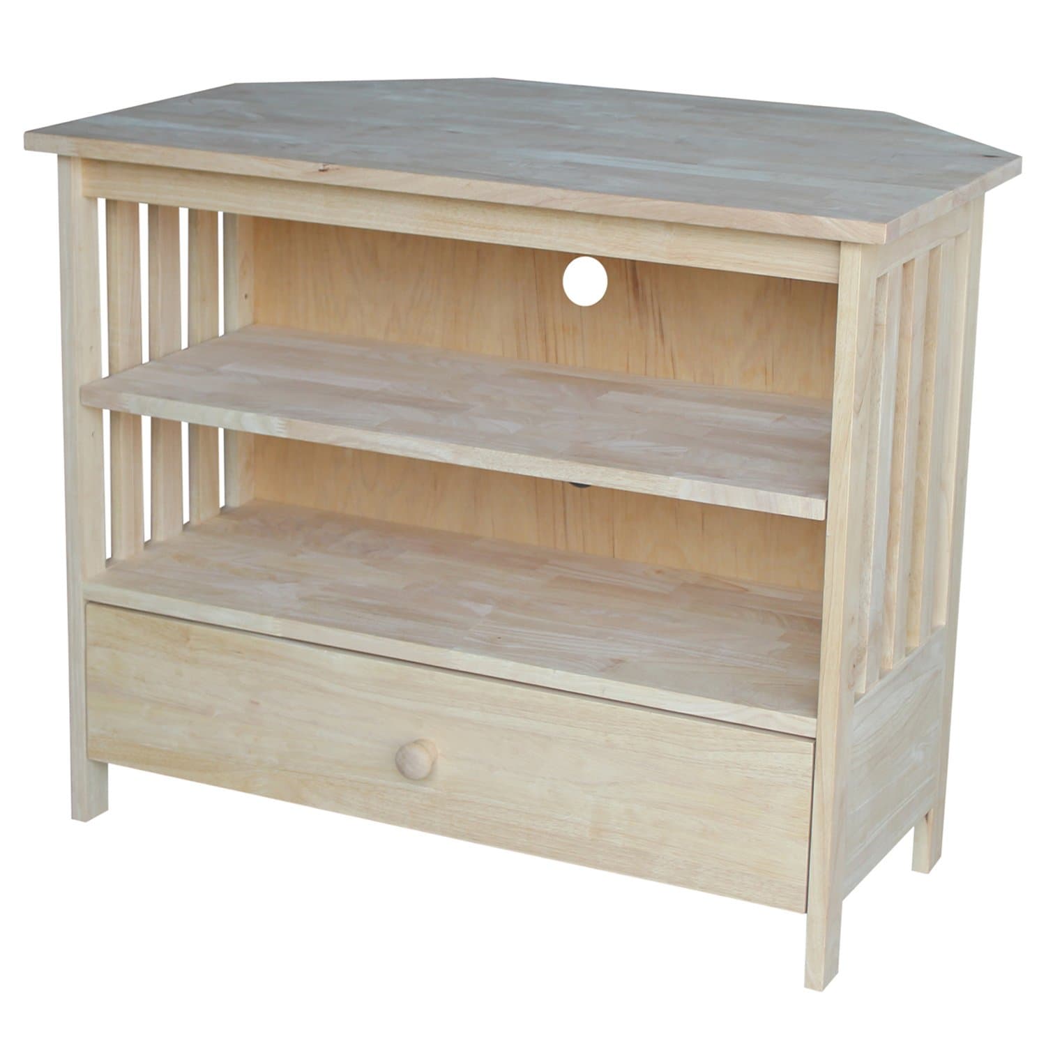 IC International Concepts Mission Corner Entertainment / TV Stand, Solid Real Wood, 35x24x29, Minimal Assembly, DIY Pain