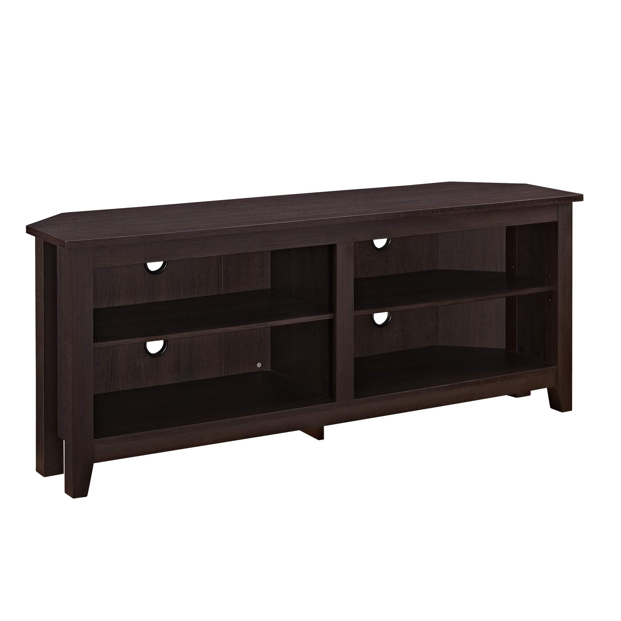 Walker Edison Maxwell 2 Shelf Espresso Corner TV Stand 65 Inches