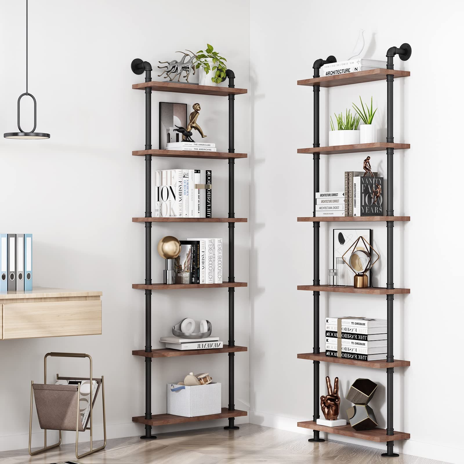 BOSURU Rustic Wood Ladder Shelf for Living Room Decor