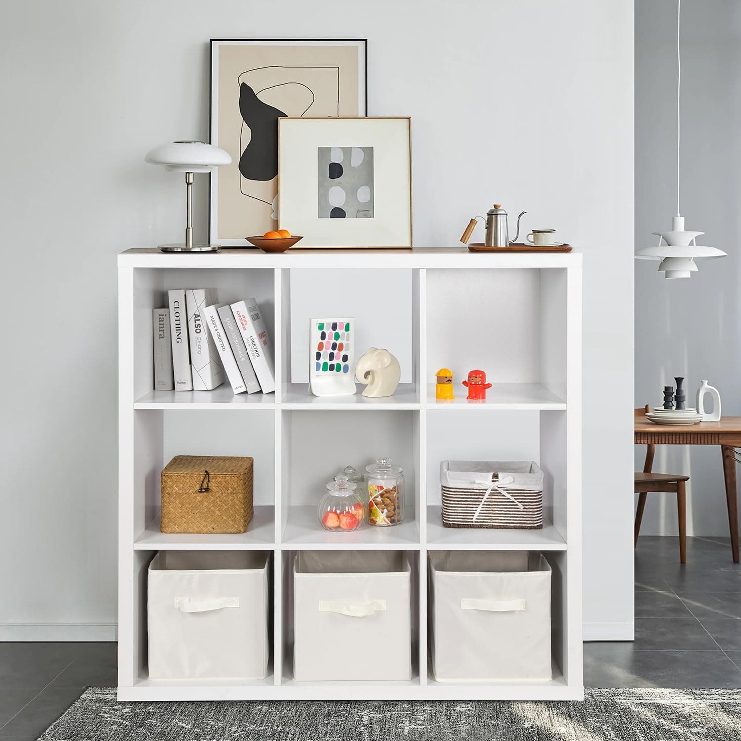 PACHIRA US 9 Inch Cube Storage Shelf, White Finishes