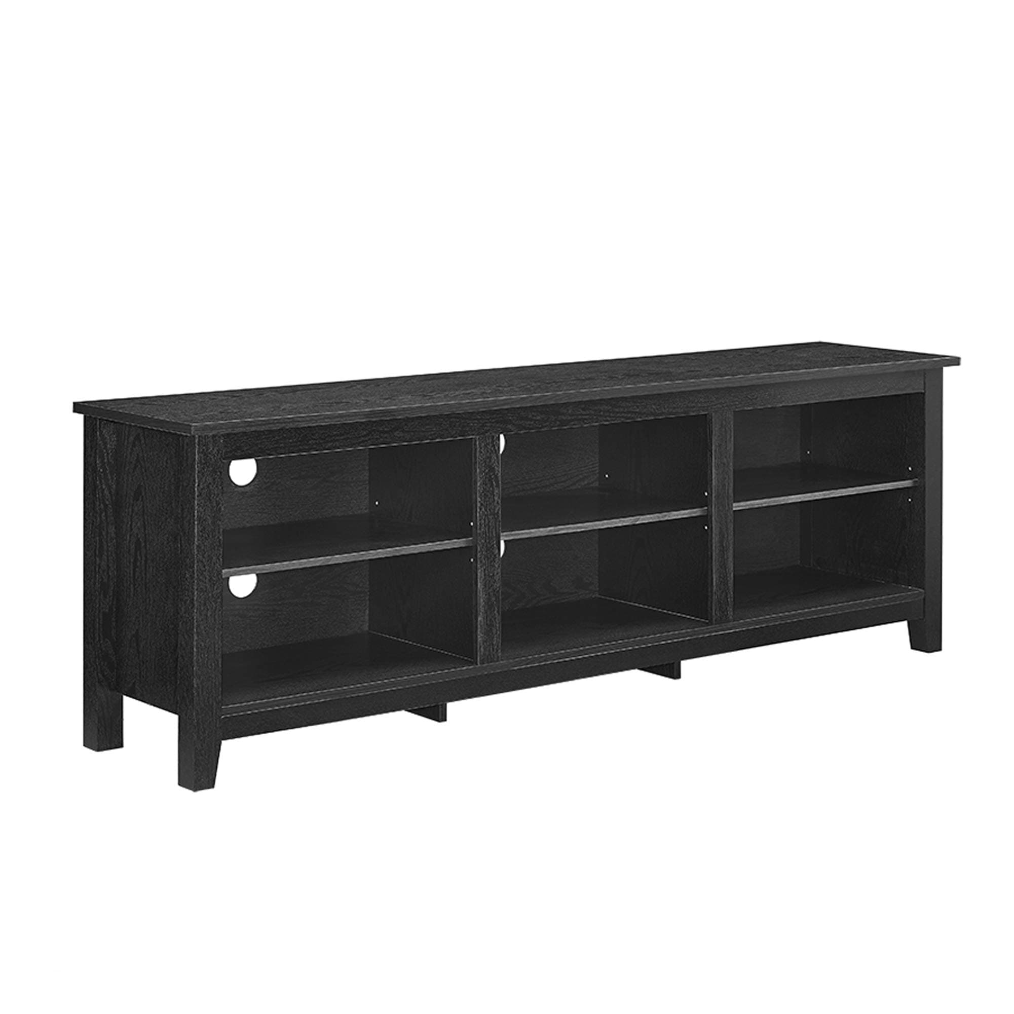 Walker Edison Wren Classic 6 Cubby TV Stand, 70 Inch, Black