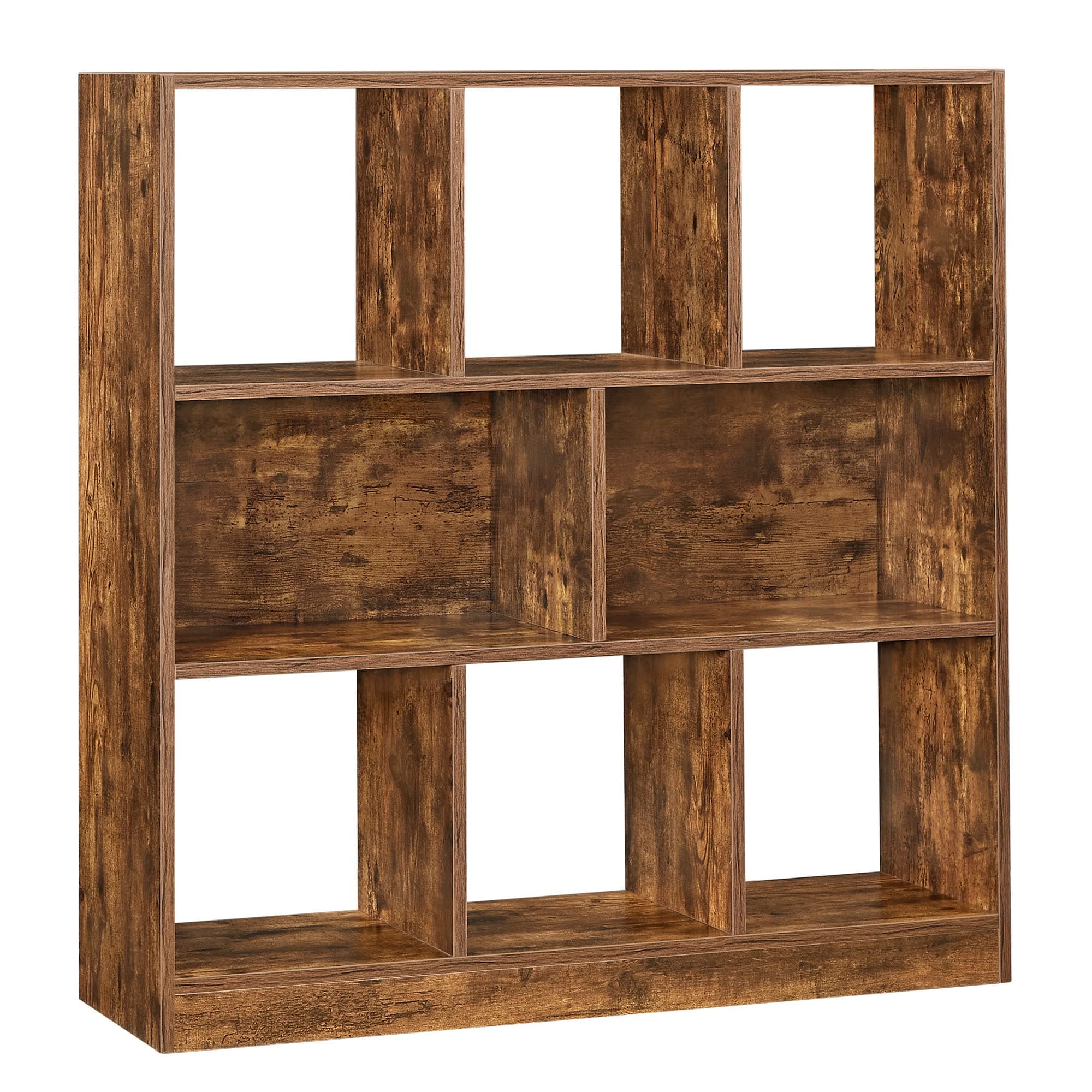 VASAGLE Multi-Use Bookcase, 11x35.4x39.4 Inches, 8 Open Shelves, Rustic Brown, ULicensed