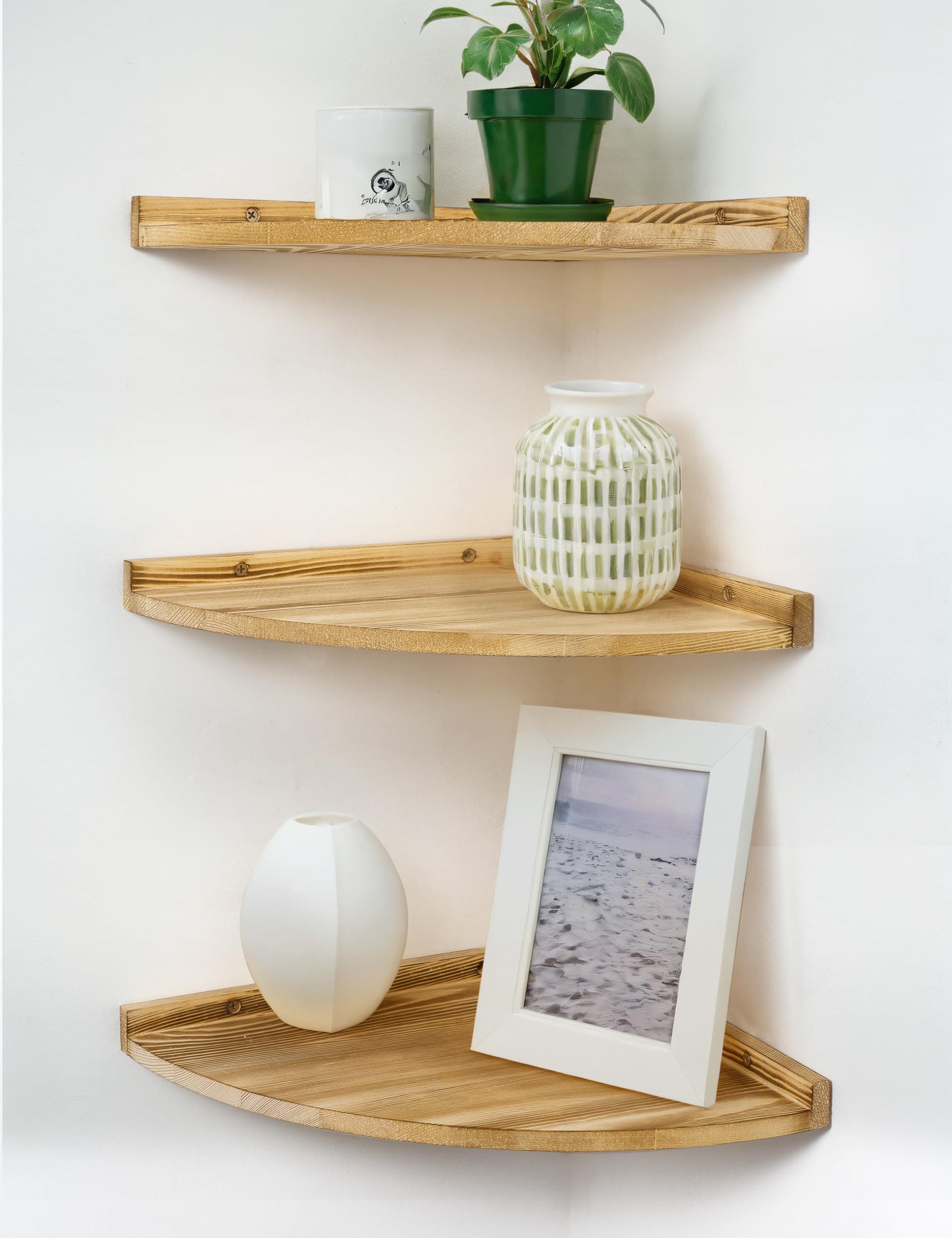 Rustic Farmhouse Corner Wall Shelf for Kitchen Bathroom Bedroom - 12x12 Inch