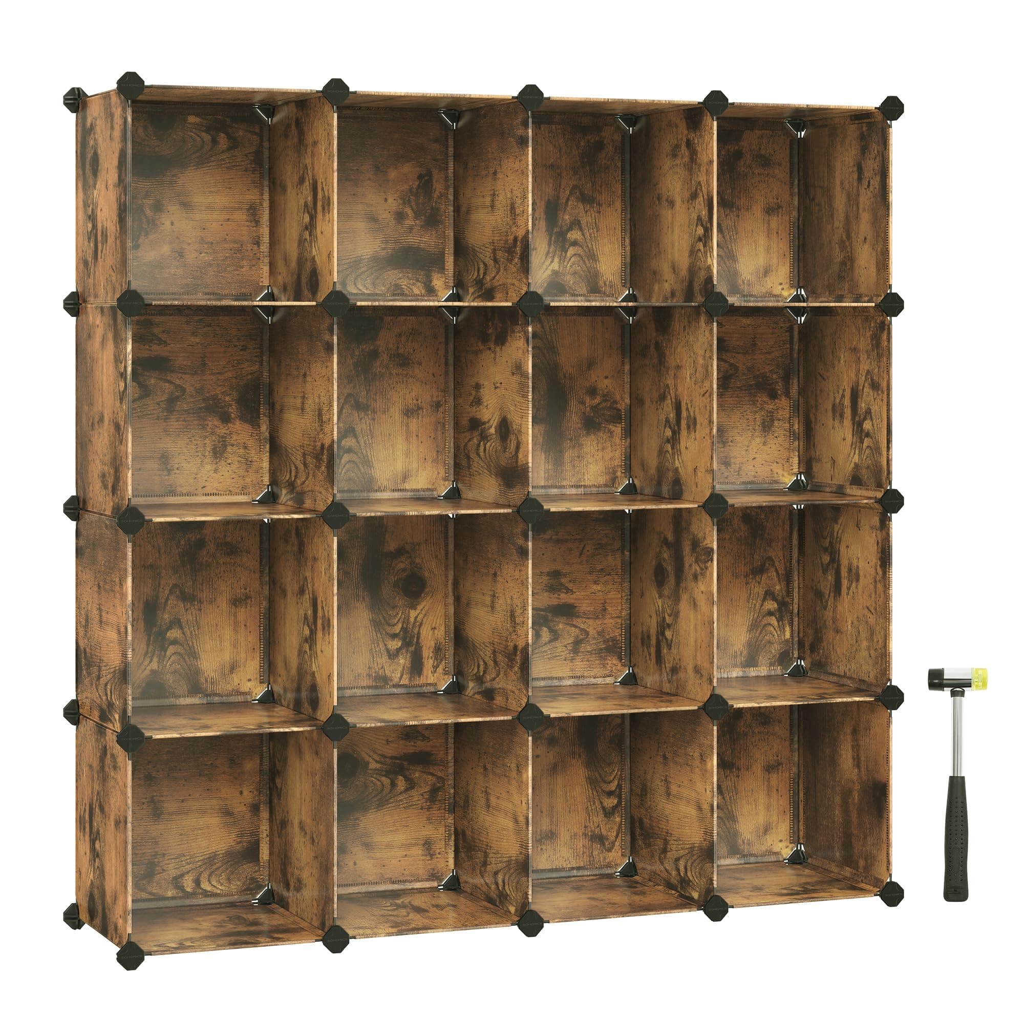 SONGMICS Rustic Brown Cube Storage Set - 16 Piece Closet Organizer