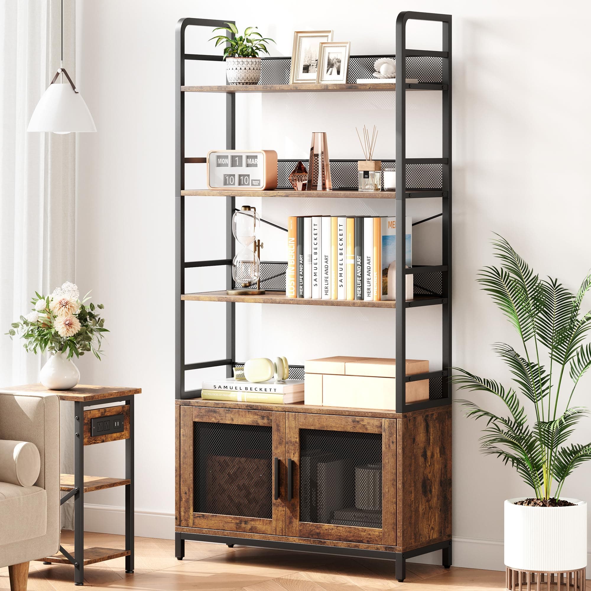 GAOMON Rustic Brown 70.87" Tall Bookshelf with 4 Tiers for Home Office, Bedroom, Living Room
