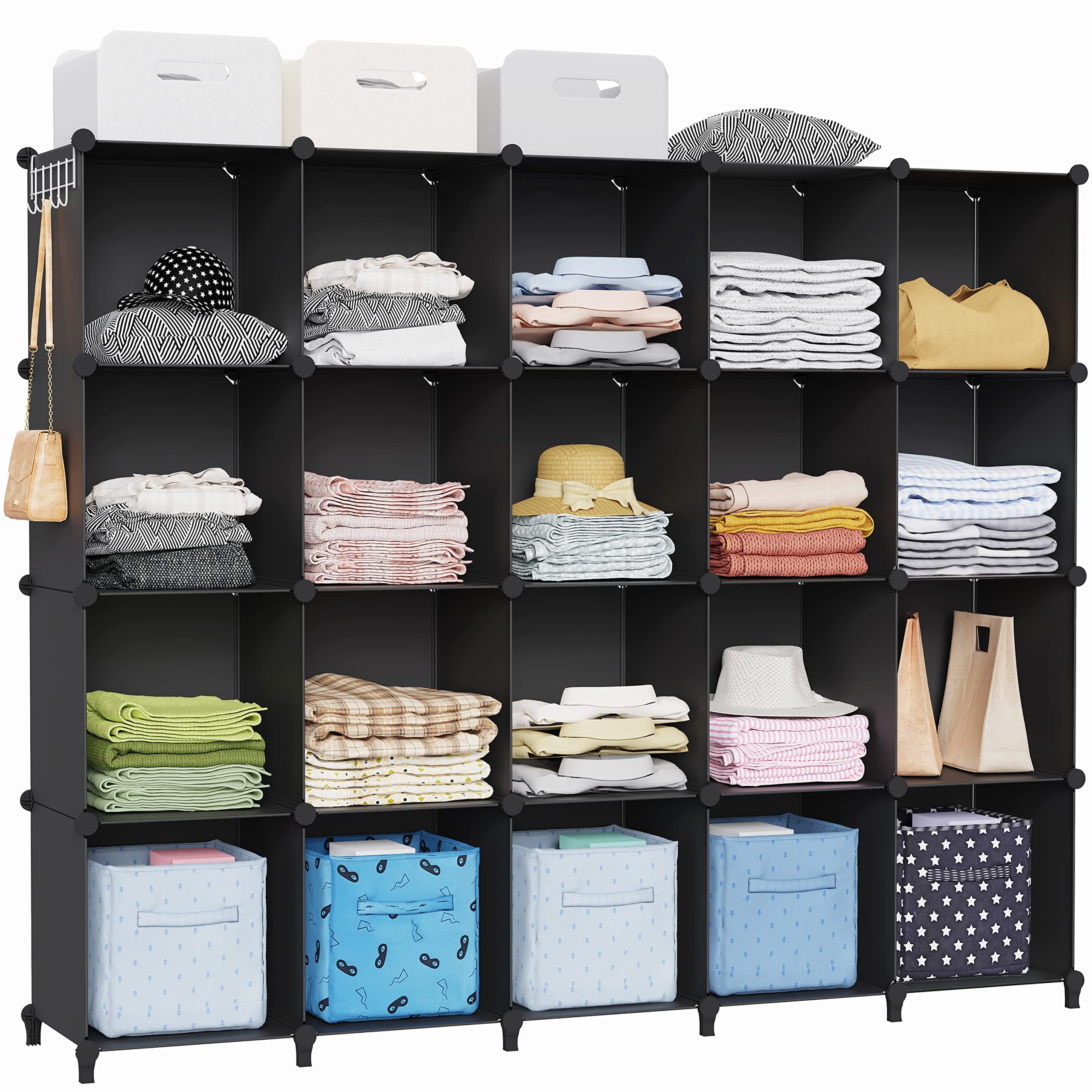 HOMIDEC Modular Cube Storage Organizer, Black, for Living Room, Bedroom, Office