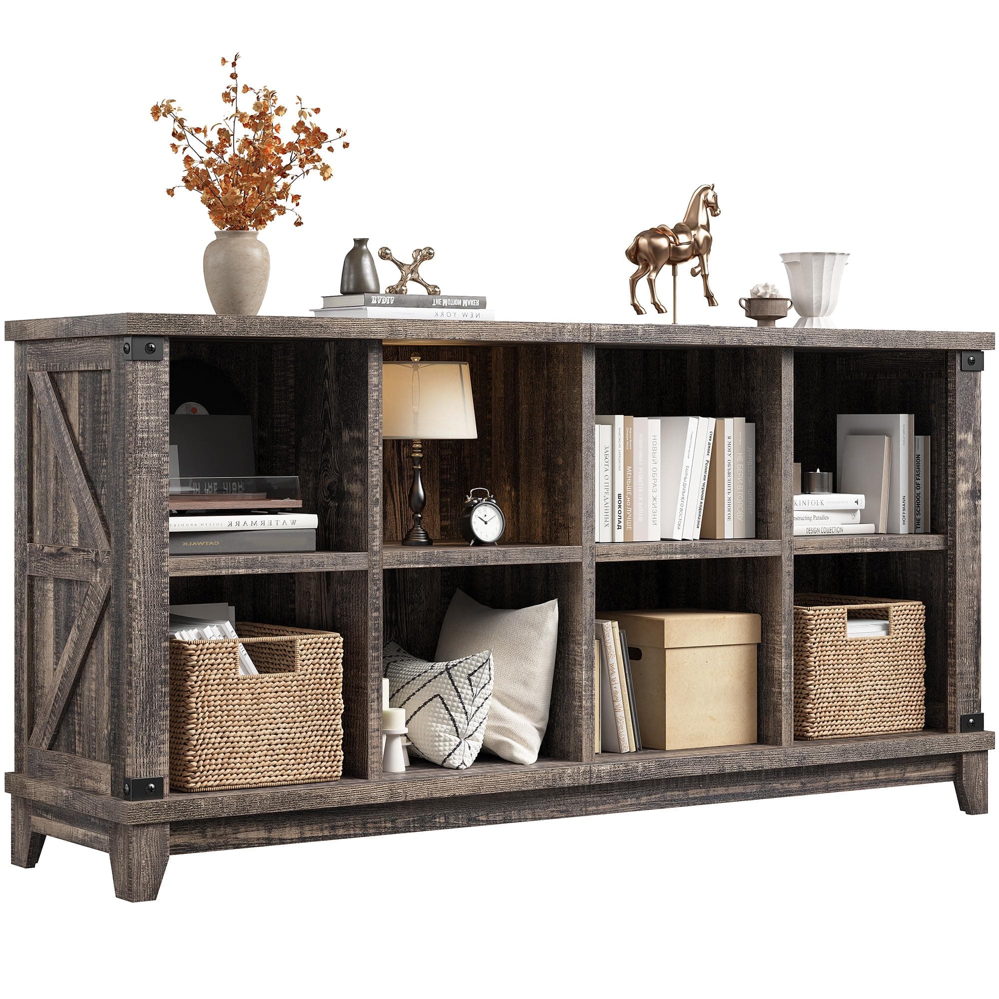 8 Cube Storage Organizer for Bedroom and Office, Black Oak