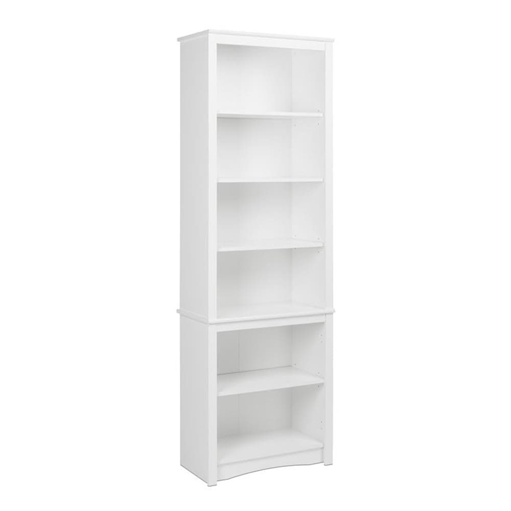 Prepac Sonoma Tall 6-Tier White Bookcase with Storage, Home Office Organzier