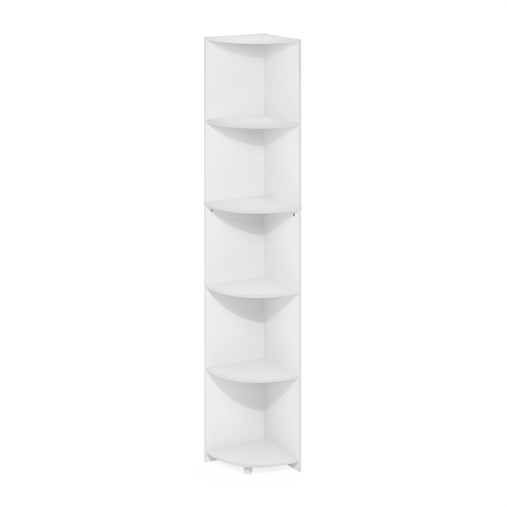 Furinno Econ 5-Tier White Corner Bookshelf