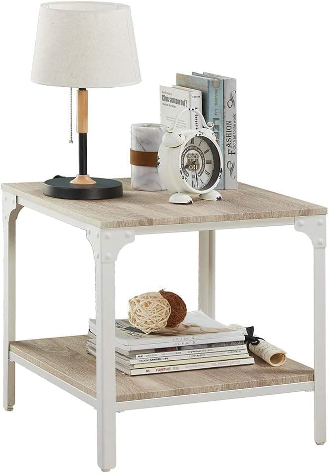 Modern Style 2-Tier End Table with Storage Shelf
