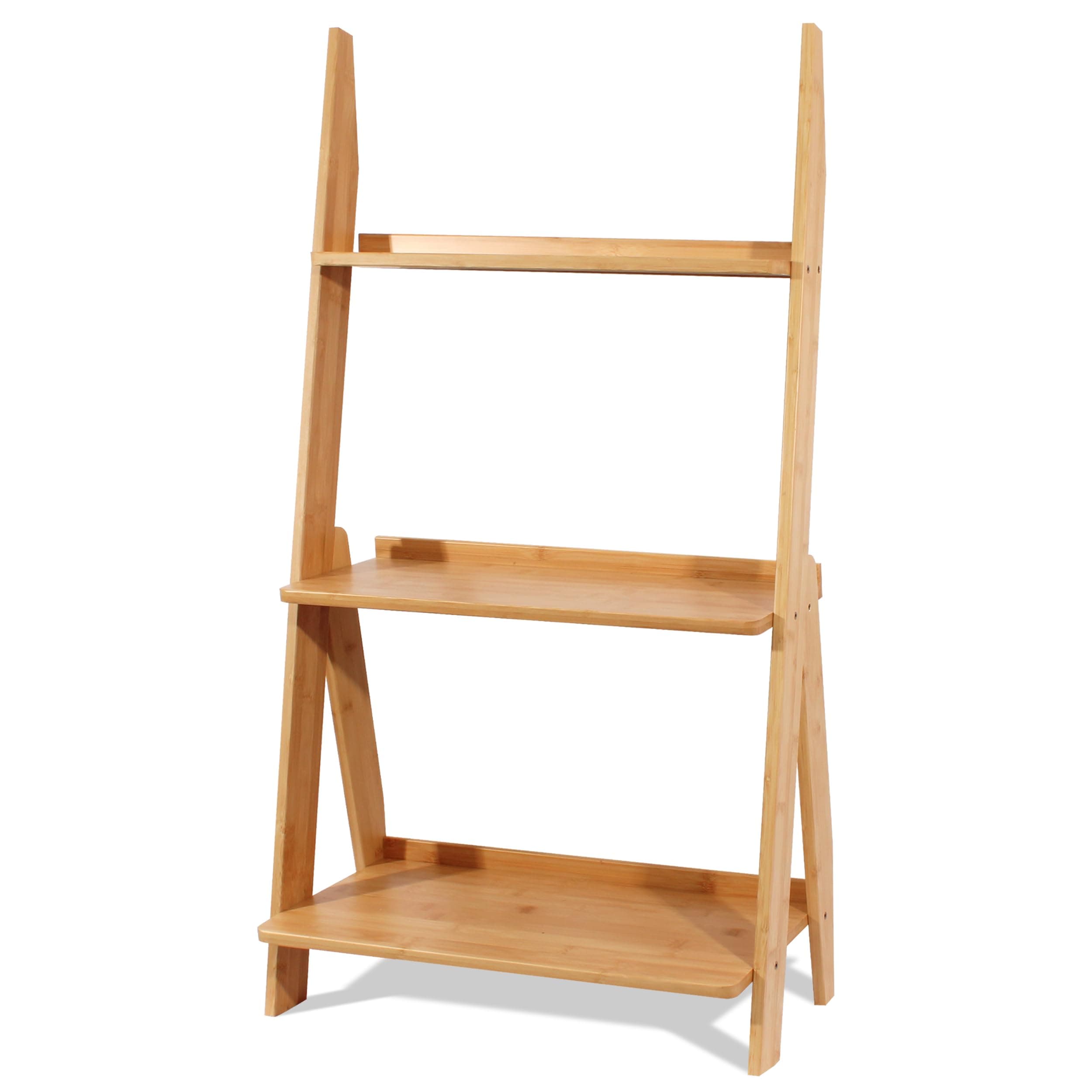 Maydear 3-Tier Bamboo Ladder Shelf Bookcase Storage Organizer for Living Room, Bedroom, Kitchen, Home Office, Balcony